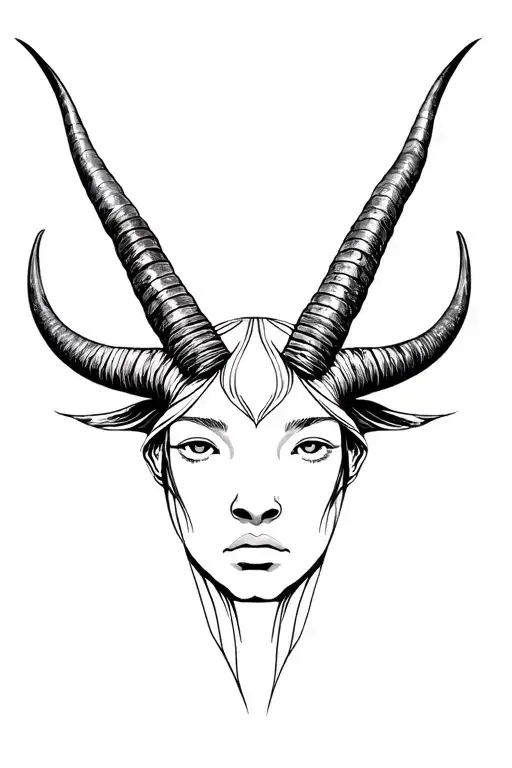 Big Horn And Human Face