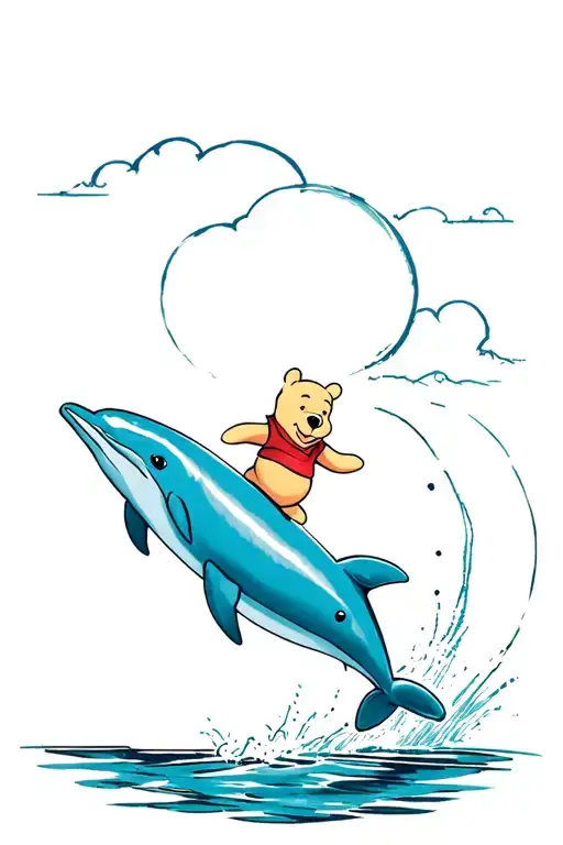 Mens Small Winnie The Pooh And Dolphin Jumping