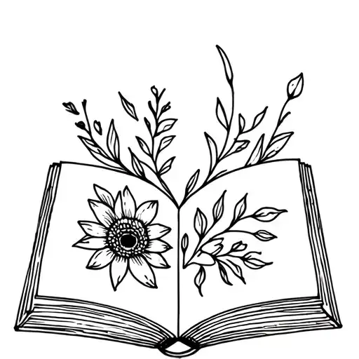 Open Book Surrounded By Bold Floral