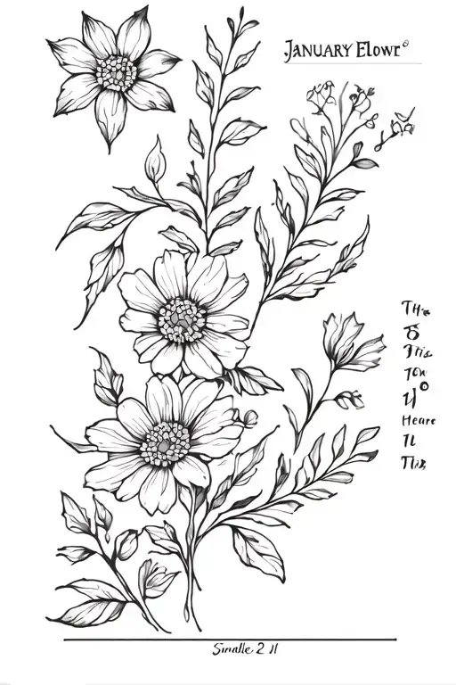 Spine Tattoo Featuring The January Birth Flowers Coming