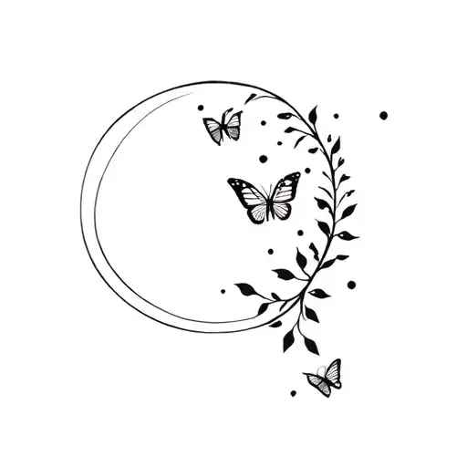 Butterfly And Moon Shining