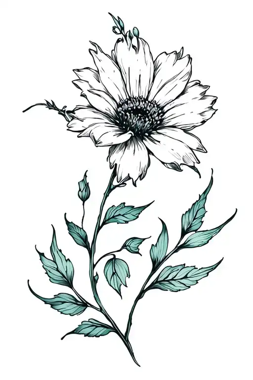 Spine Tattoo With January And March Birth Flower Intertwined