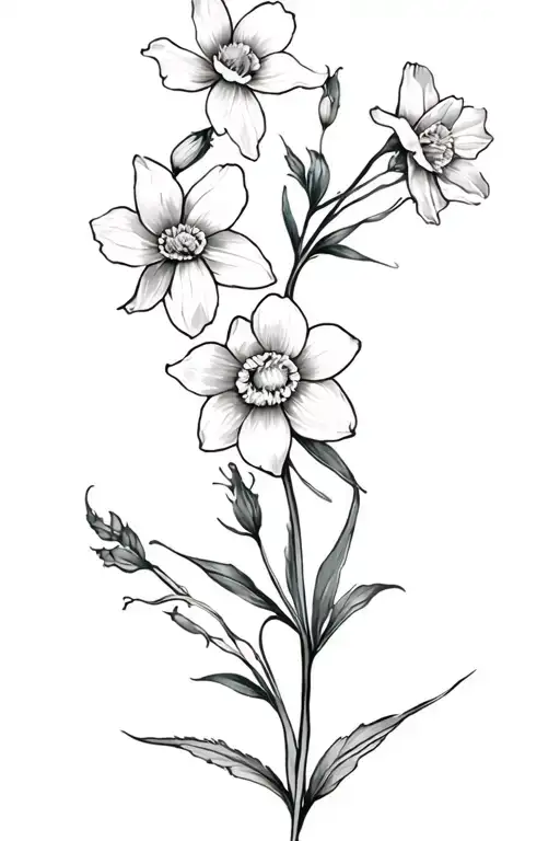 Spine Tattoo With Carnation And Daffodil Flower Blooming