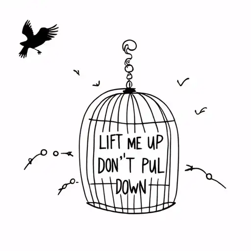 A Simple Robin Flying Away From A Cage Above Are The Words Lift Me Up Don't Pull Me Down