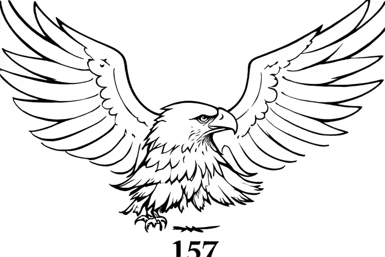 Angry Eagle Had With Roman Numerals Of 157 At The Bottom