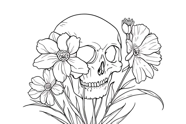 Skull Carnations Dafodils