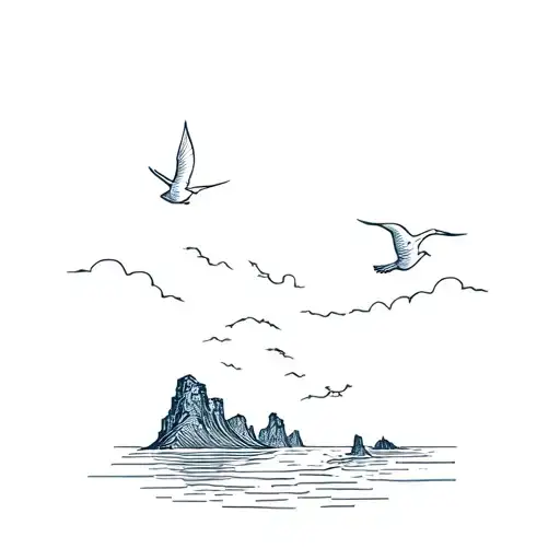 Three Cliffs Bay With A Wave And Birds Flying