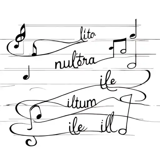 Words Litora Multum Ille With Music Notes Intertwined