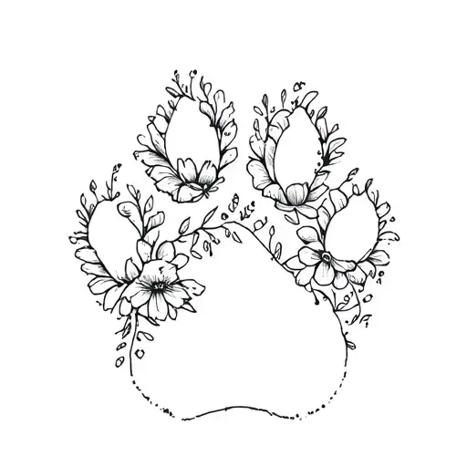 Paw Print Made From Flowers