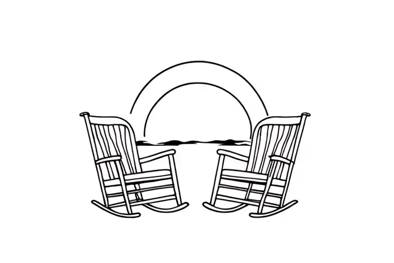 Sunset View From 2 Rocking Chairs Side By Side