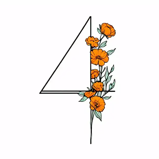 Number 4 With Marigolds