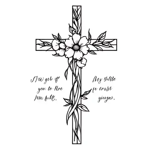 Cross With Flowers And Bible Verse