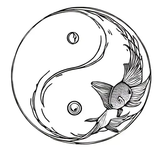 Yin Yang Symbol With Fish Swimming