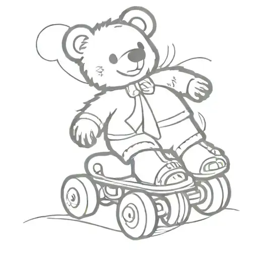 Fluffy Teddy Bear Roller Skating With Skates