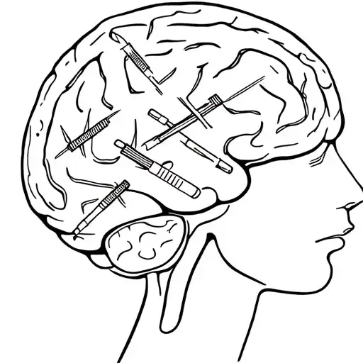 Outline Of A Brain Intertwined With Needles And Insulin Vials