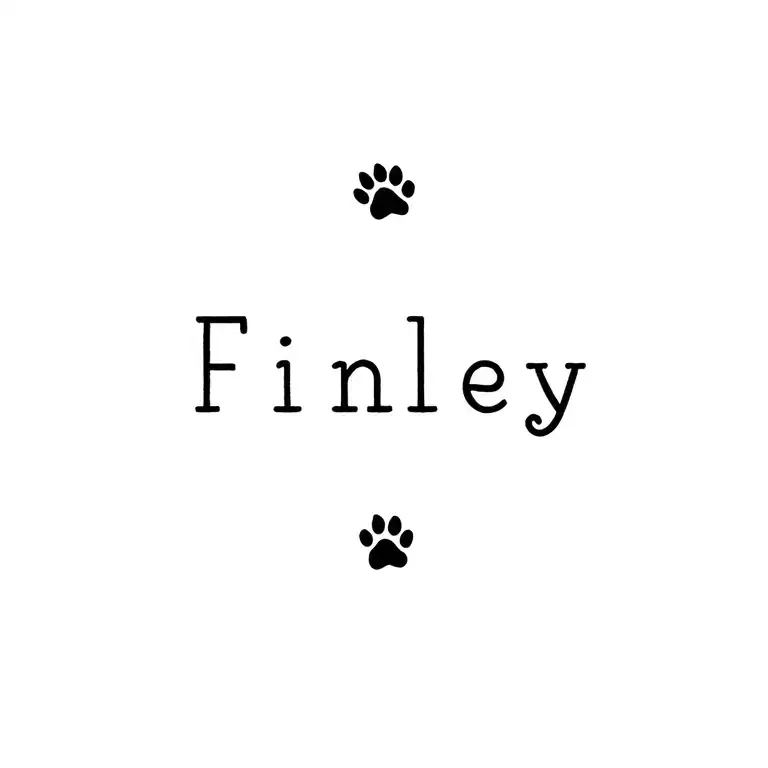 The Word Finley With A Paw Print Underneath
