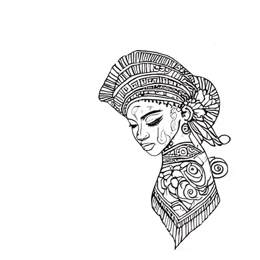 Tattoo Stencil Depicting An African Queen
