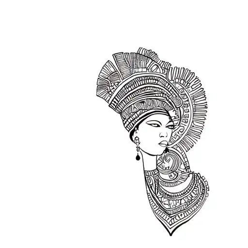 Tattoo Stencil Depicting An African Queen