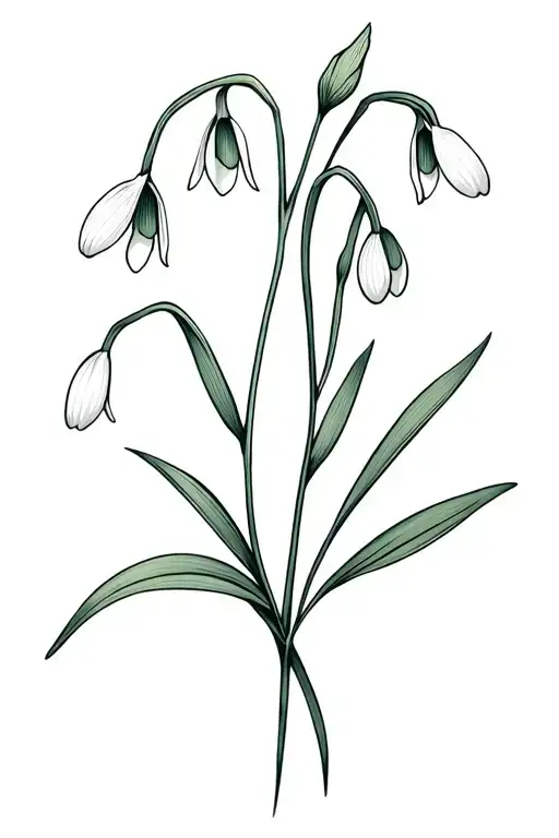 Snow Drops And Gladiolus Flower With Stems