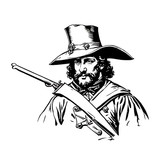Tattoo Stencil Depicting A Revolutionary War Era Man