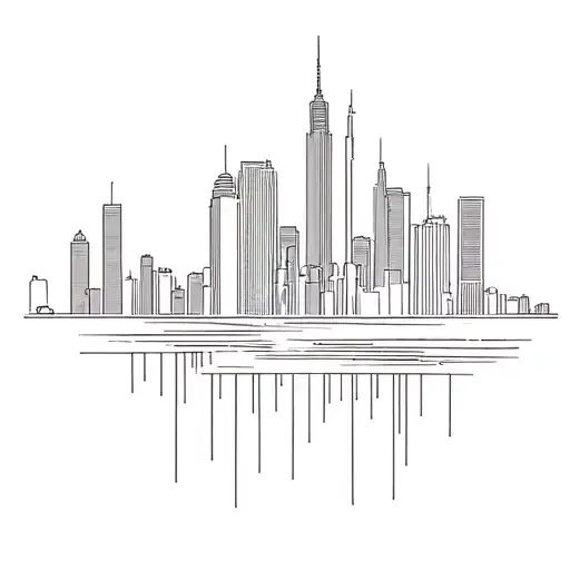 Tattoo Stencil Of A City Skyline