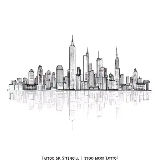 Tattoo Stencil Of A City Skyline