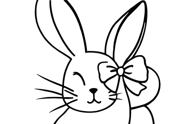 Bunny With A Bow By Its Ear