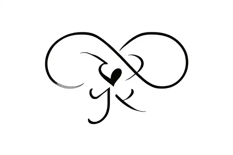 Letter J And Letter S In A Infinity Sing With A Small Heart