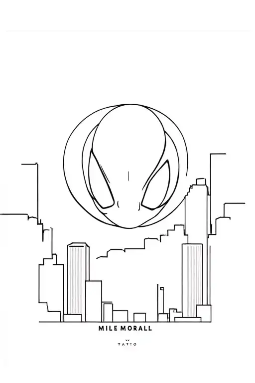 Miles Morales City Skyline In The Background