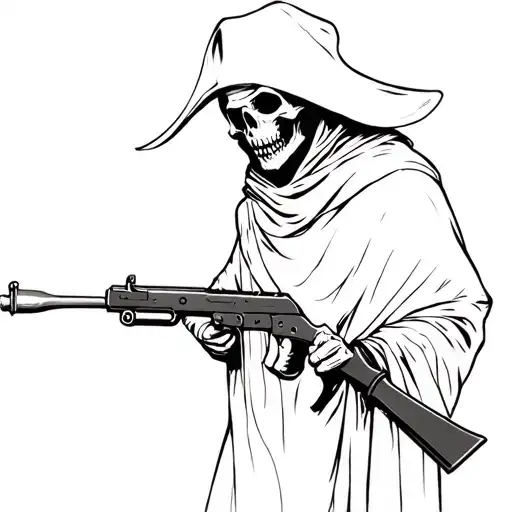 Grim Reaper Holding Ak 47 Looking Like Pirate Hat