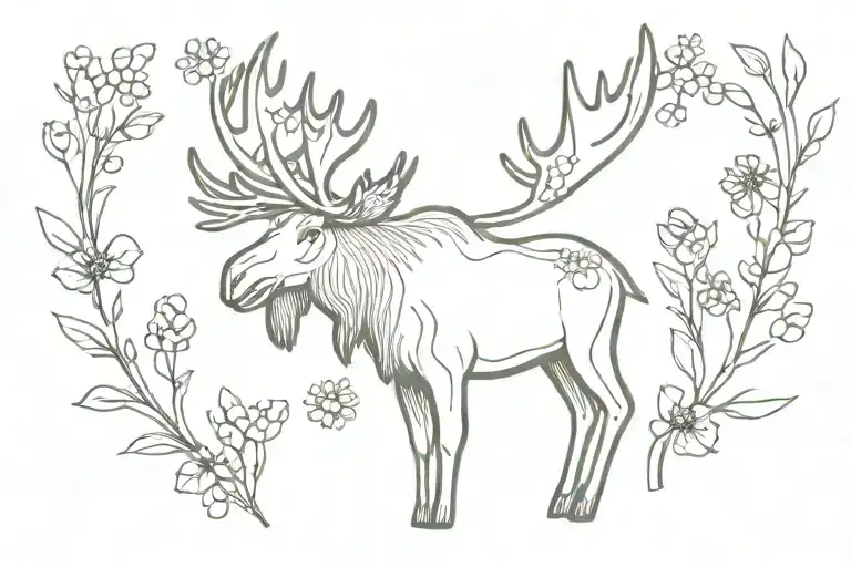 Moose With Flowers On Antlers