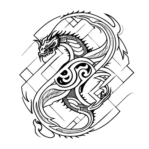 Dragon With Yinyang Minimalist