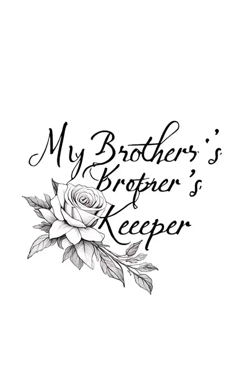 My Brother's Keeper In Script With Roses And Lilly's