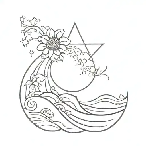 Gemini Moon Star Sea Waves Flowers May Month