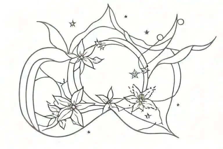 Gemini Moon Stars Sun Sea Waves Flowers May Month Horizontal