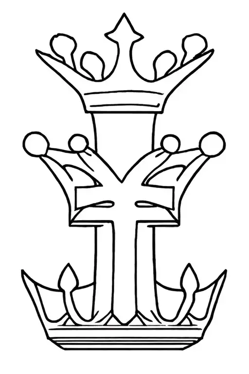 Queen's Crown And Wooden Cross