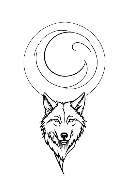 Wolf With Moon