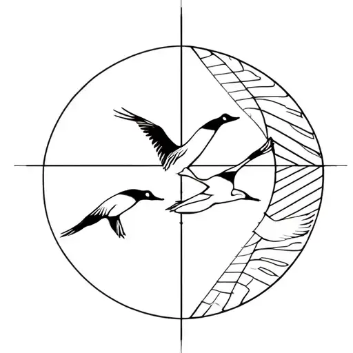 Flying Geese With Geometric Golden Ratio Spiral
