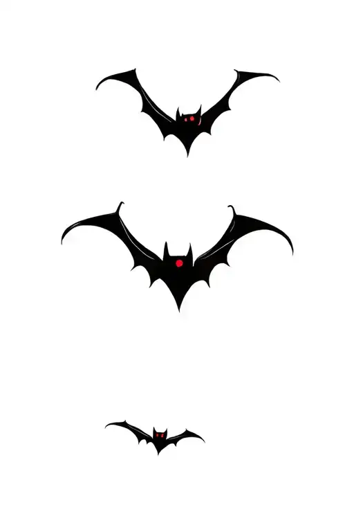 4 Small Black Bats With Red Eyes
