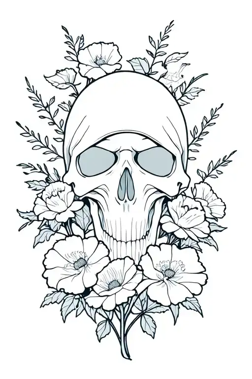 Grim Reaper With Carnations Flowers