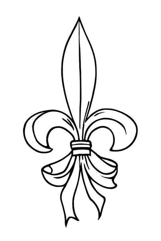 Fleur De Lis In Front Of A Flowy Thin Ribbon Bow