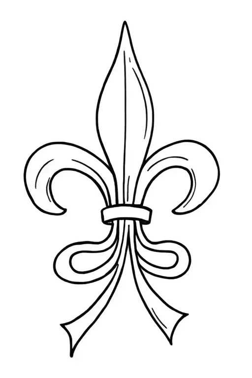 A Small Simple Fleur De Lis In The Center Of A Flowy Thin Bow