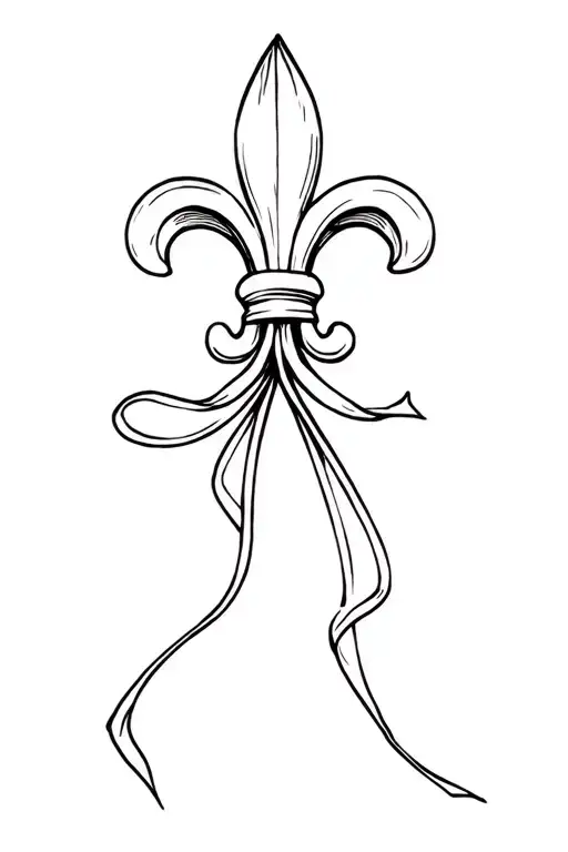 A Small Fleur De Lis Tied At The Bottom With A Long Flowing Ribbon