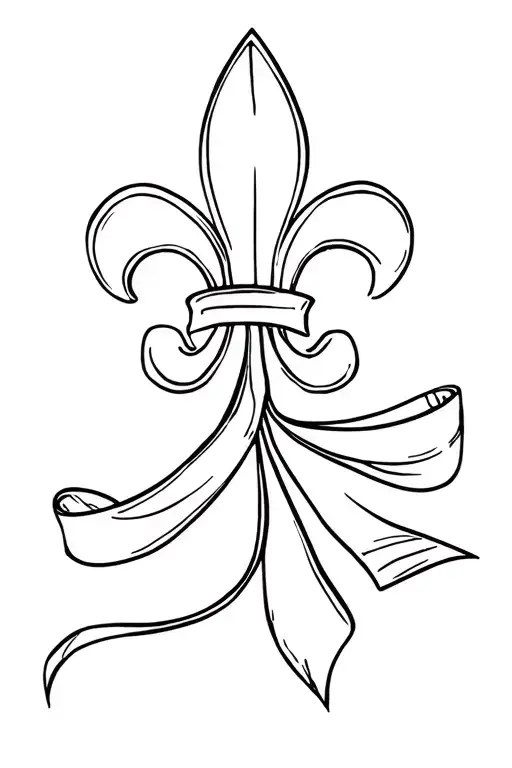 A Small Fleur De Lis Tied At The Bottom With A Long Flowing Ribbon