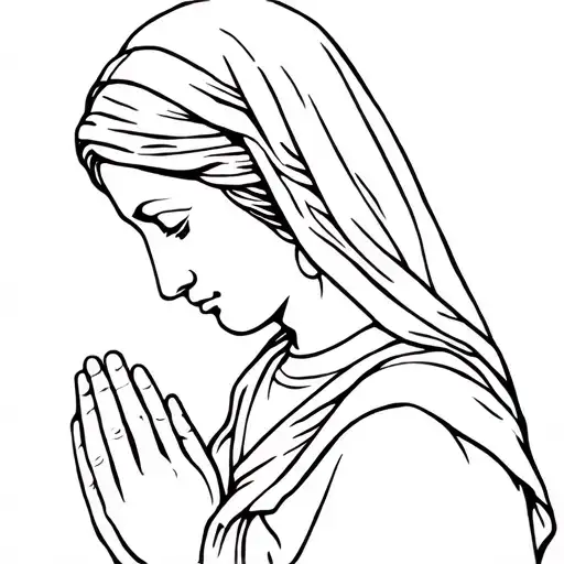 Mother Mary Praying Head Looking Down Slightly To The Side