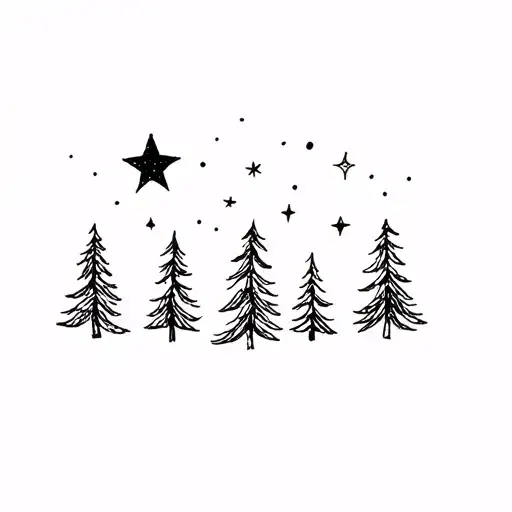 Pine Trees And Stars