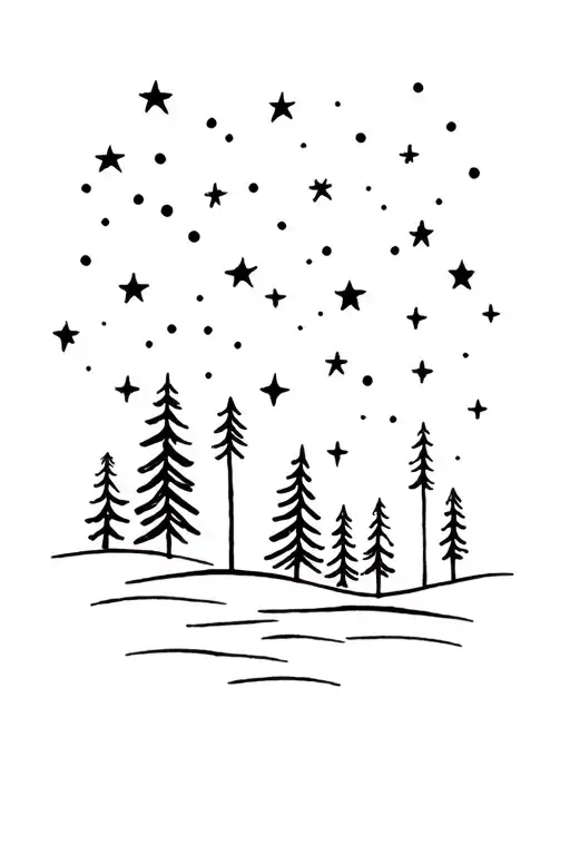 Pine Trees And Stars