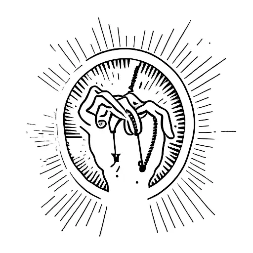 A Minimalist Tattoo Of A Hand Holding A Key With The Word 'Sacrifice' Written Below