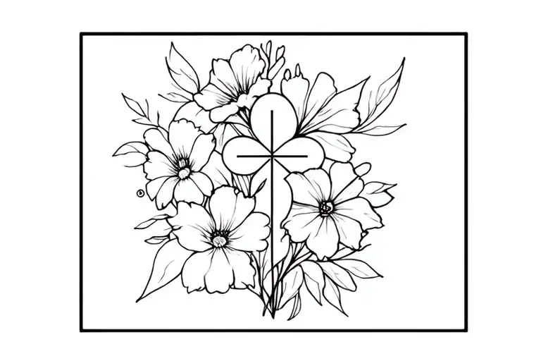 Flower Arrangements With Cross Hidden Inside And Lines For The Top Of Foot