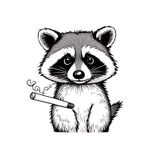 Raccoon Smoking A Cigarette